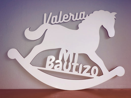 Decoración bautizo personalizada en madera